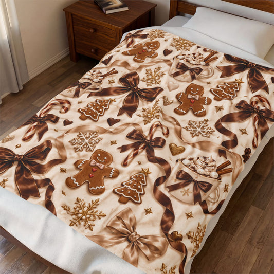 🤎 Autumn Bows & Pumpkin Dreams Plush Blanket | Cozy Fall Throw