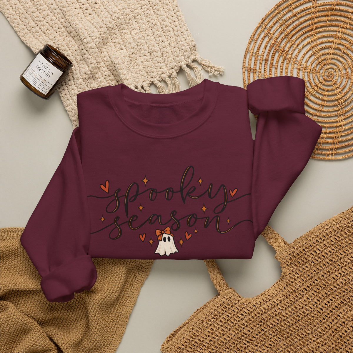 Spooky Season Sweatshirt | Cute Ghost & Bow Halloween Crewneck