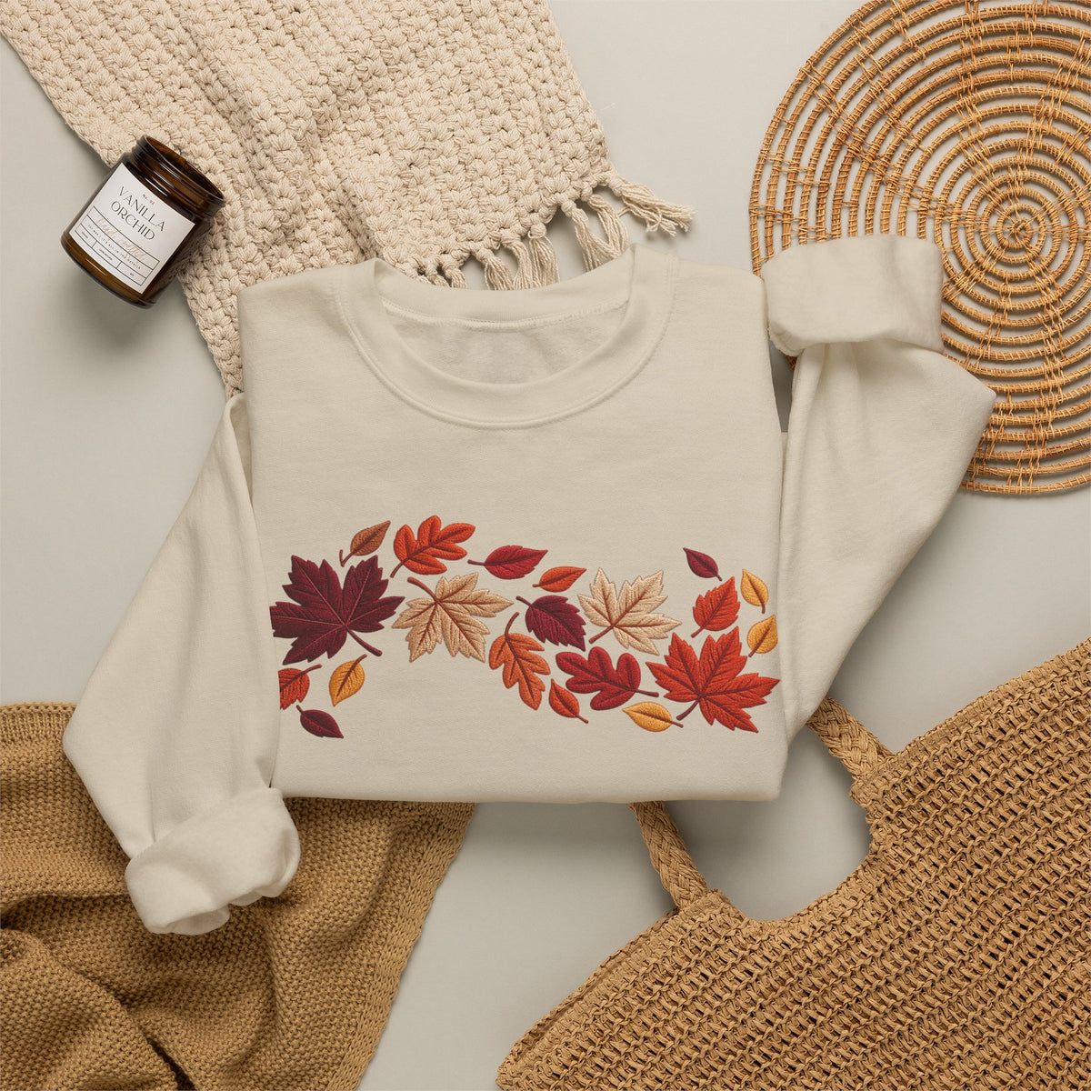 Cozy Autumn Leaves Sweatshirt | Minimalist Fall Crewneck