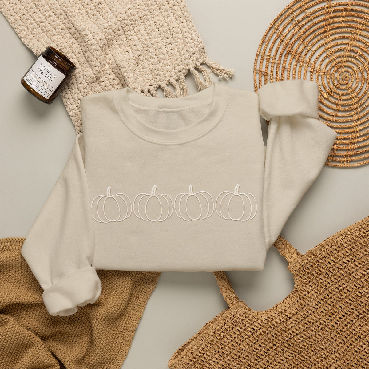 Minimalist Pumpkin Sweatshirt | Sage Green Fall Crewneck