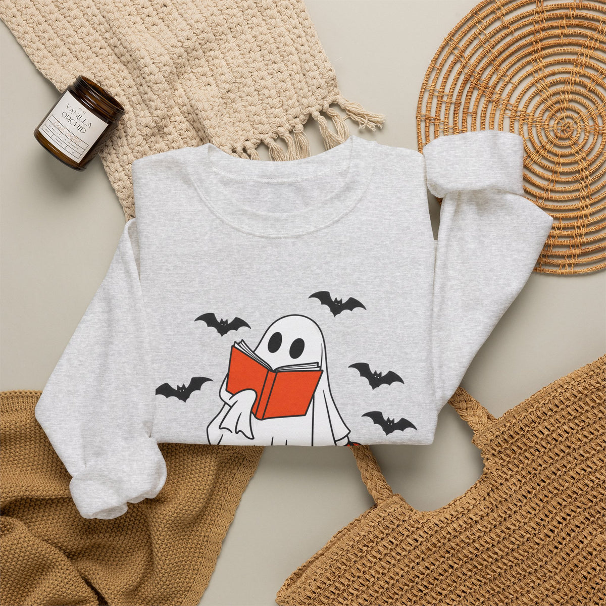 Spooky Bookworm Sweatshirt | Reading Ghost Halloween Crewneck