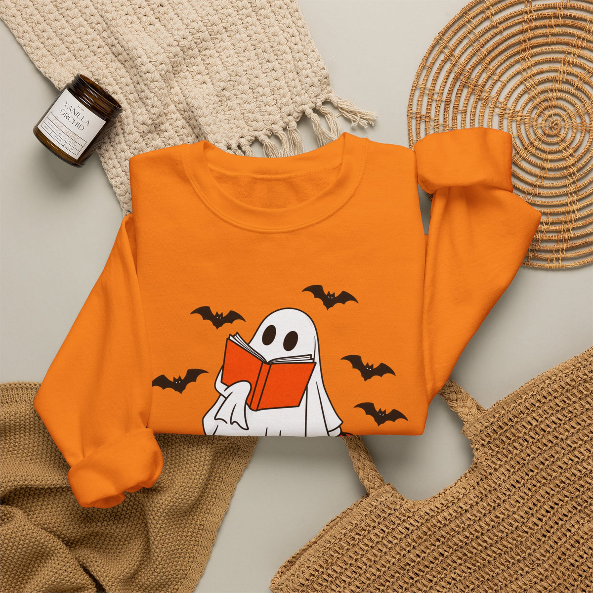 Spooky Bookworm Sweatshirt | Reading Ghost Halloween Crewneck