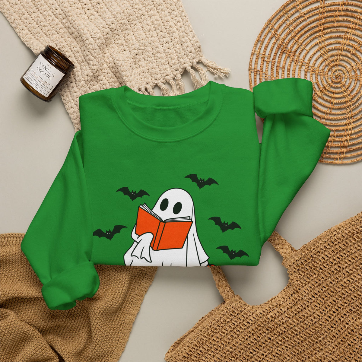 Spooky Bookworm Sweatshirt | Reading Ghost Halloween Crewneck