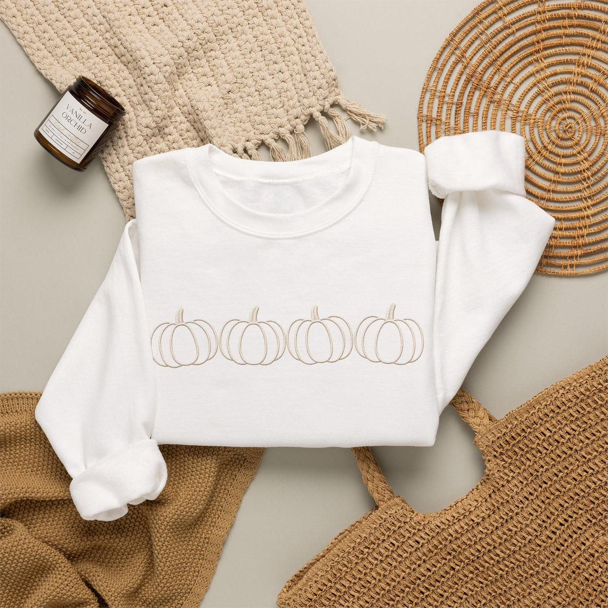 Minimalist Pumpkin Sweatshirt | Sage Green Fall Crewneck