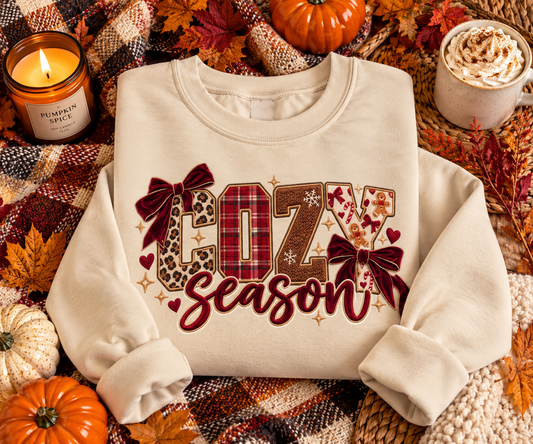 Cozy Season Sweatshirt | Leopard Print & Plaid Fall Crewneck