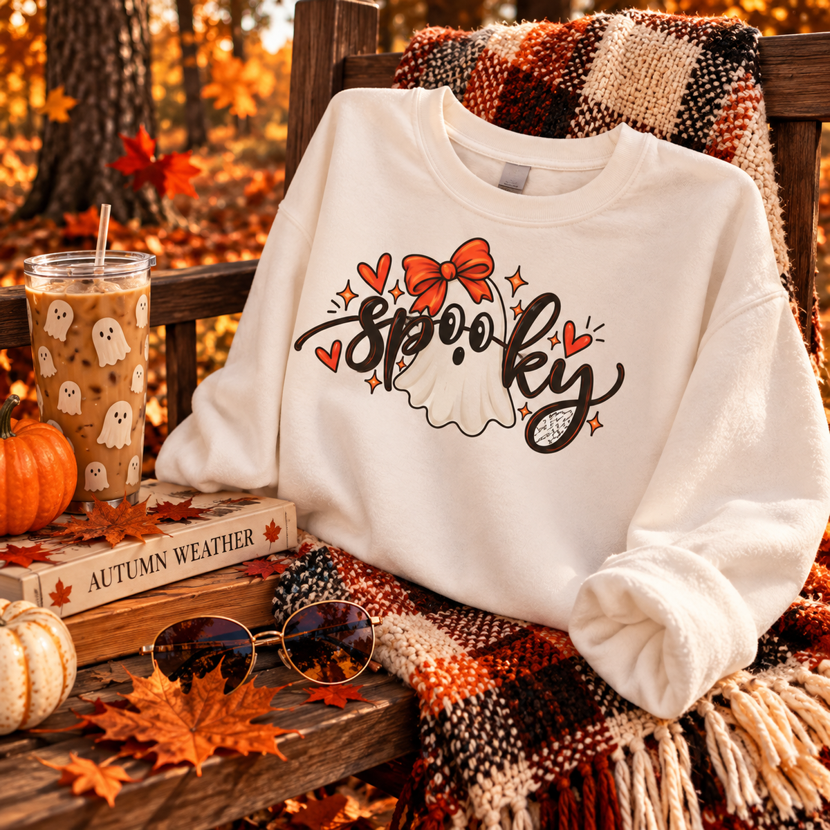 Spooky & Sweet Ghost Sweatshirt | Cute Halloween Bow Crewneck