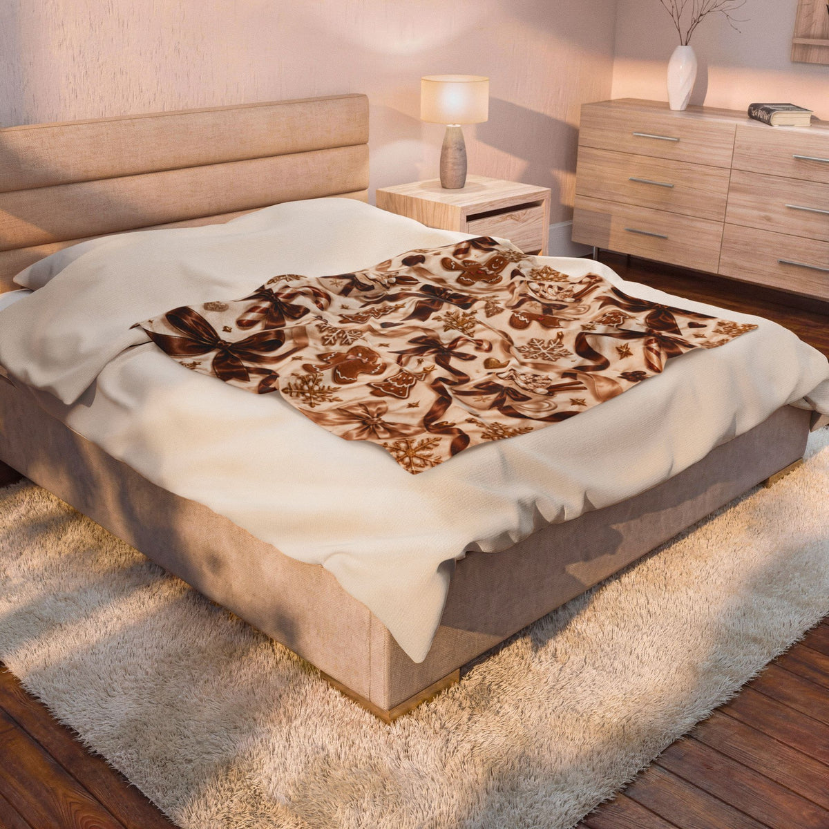 🤎 Autumn Bows & Pumpkin Dreams Plush Blanket | Cozy Fall Throw