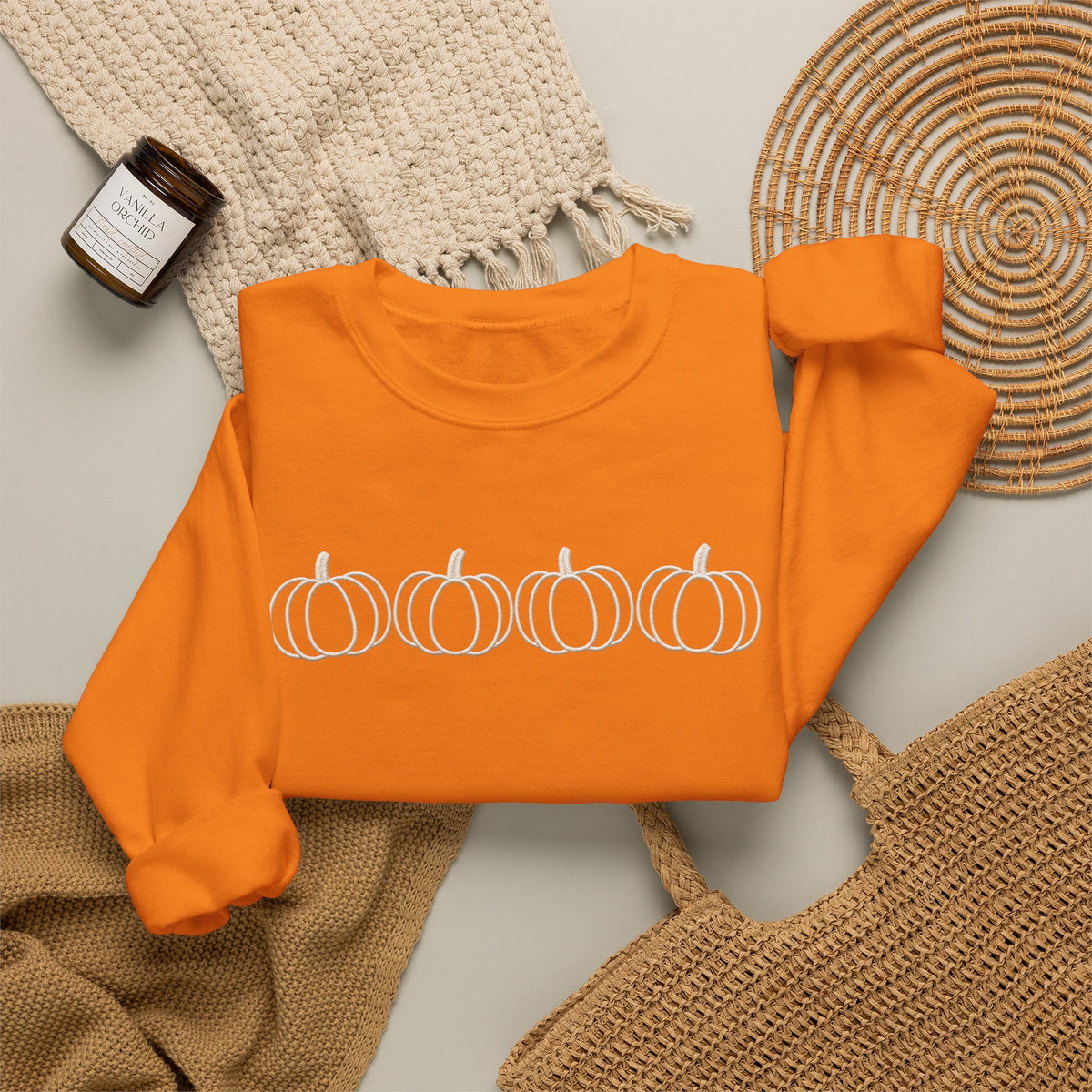 Minimalist Pumpkin Sweatshirt | Sage Green Fall Crewneck