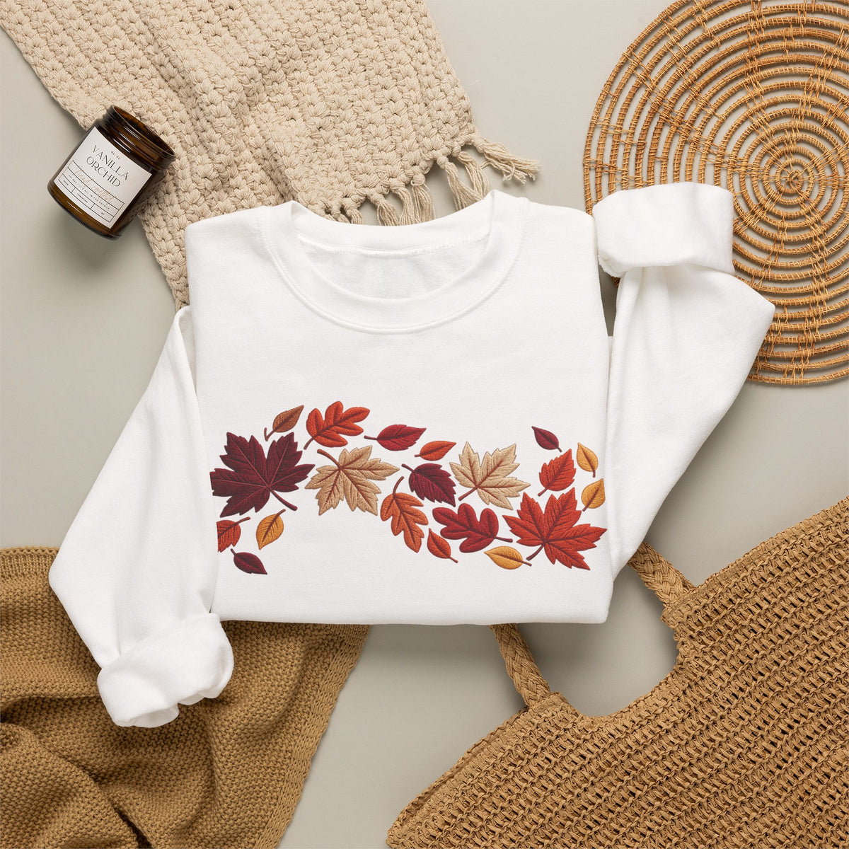 Cozy Autumn Leaves Sweatshirt | Minimalist Fall Crewneck