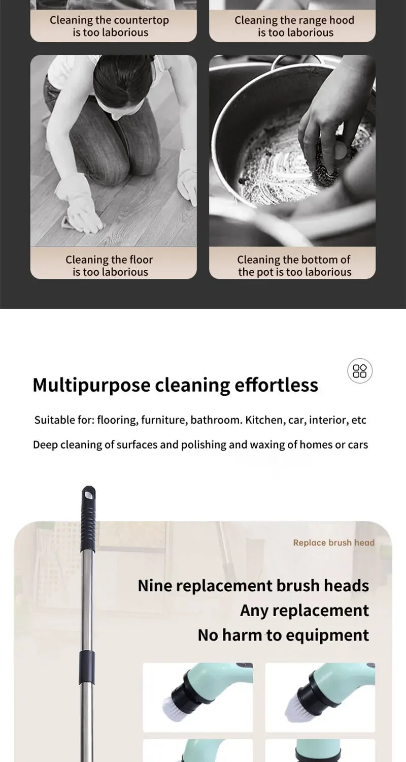 9-in-1 Wireless Rotating Electric Cleaning Brush