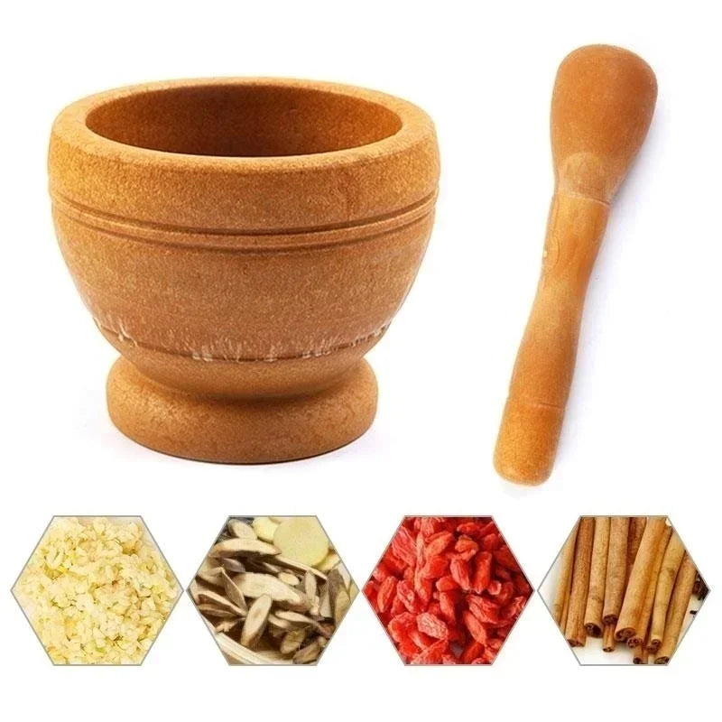 Manual Garlic Crusher Mortar And Pestle Multifunctional Spice Grinder Herb Medicine Grinding Bowl Kitchen Tool Set