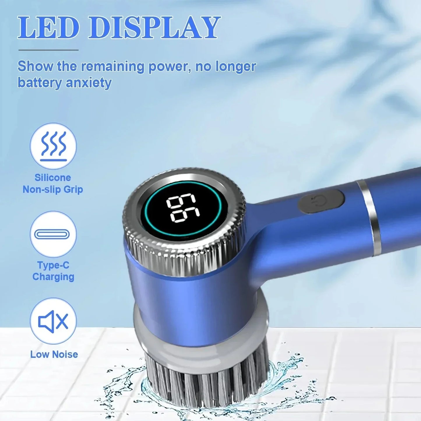 Wireless Electric cleaning brush powerful IPX7 waterproof USB rechargeable automatic handheld cleaner multi function household