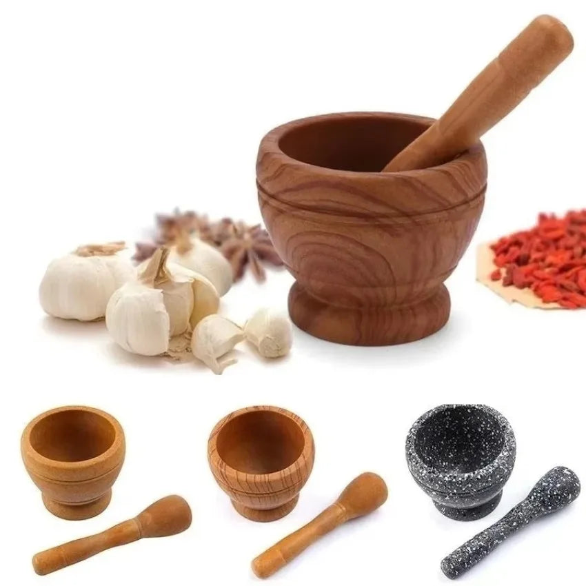 Manual Garlic Crusher Mortar And Pestle Multifunctional Spice Grinder Herb Medicine Grinding Bowl Kitchen Tool Set