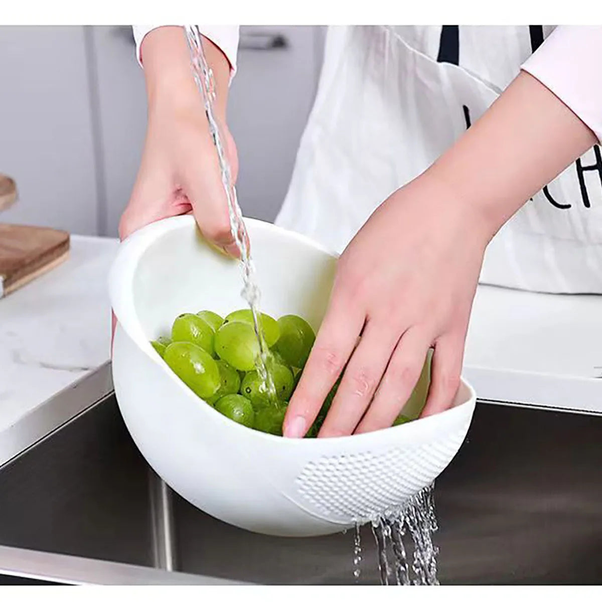 【Hot sales】Rice Drain Basket Rice Filter Fruit and Vegetable Drain Sieve Kitchen Supplies Small Tools Multi-Purpose