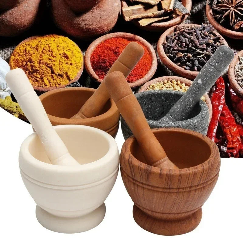 Manual Garlic Crusher Mortar And Pestle Multifunctional Spice Grinder Herb Medicine Grinding Bowl Kitchen Tool Set