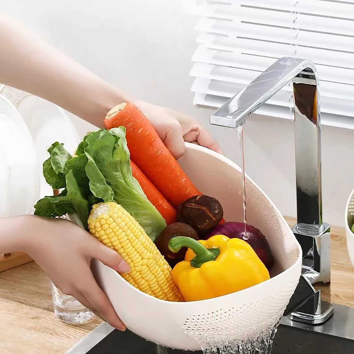 【Hot sales】Rice Drain Basket Rice Filter Fruit and Vegetable Drain Sieve Kitchen Supplies Small Tools Multi-Purpose