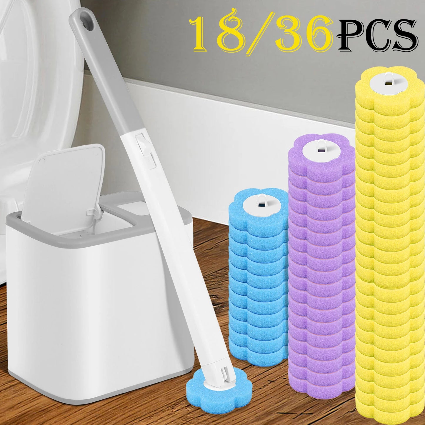 18/36Pcs Toilet Brush With Disposable Head