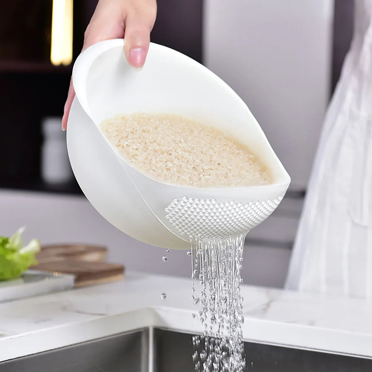 【Hot sales】Rice Drain Basket Rice Filter Fruit and Vegetable Drain Sieve Kitchen Supplies Small Tools Multi-Purpose
