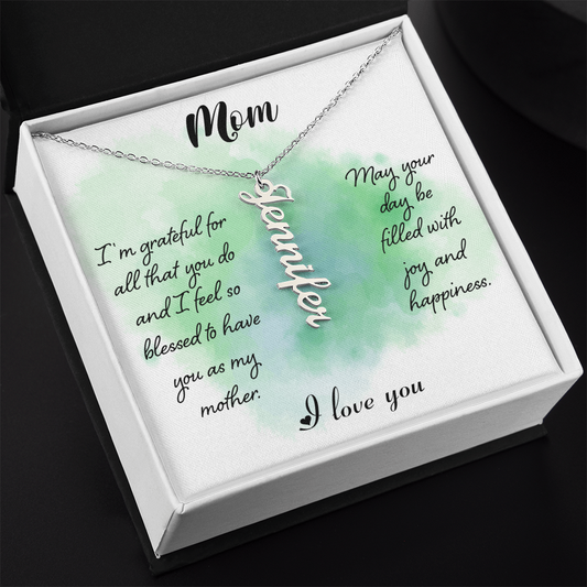 Vertical Name Necklace W/MC